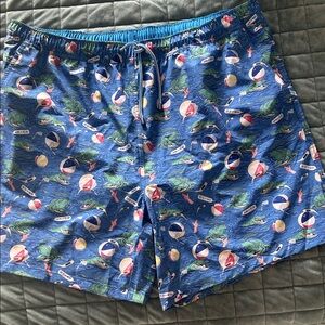 Peter Millar Blue Tropical Print Swim Trunks